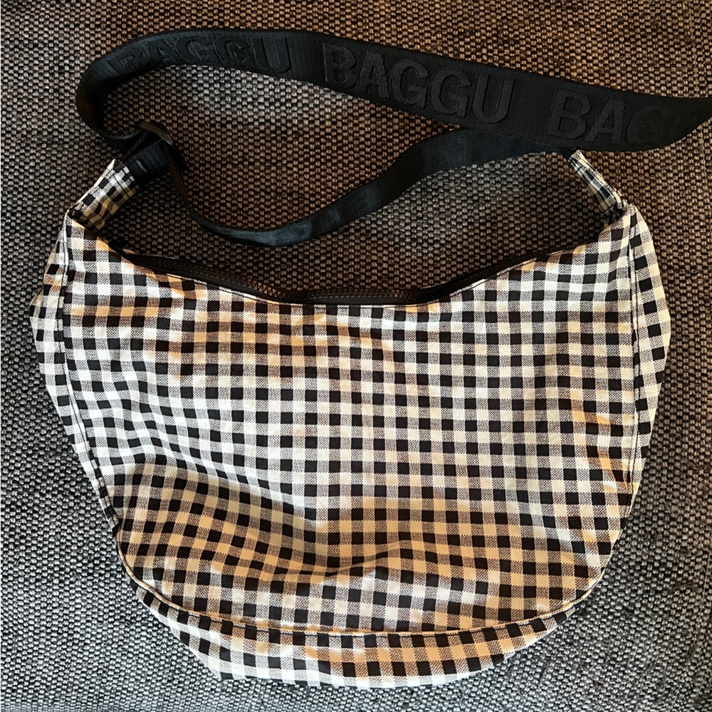 Small Nylon Crescent Bag - Checkered